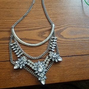 Silver necklace with gems